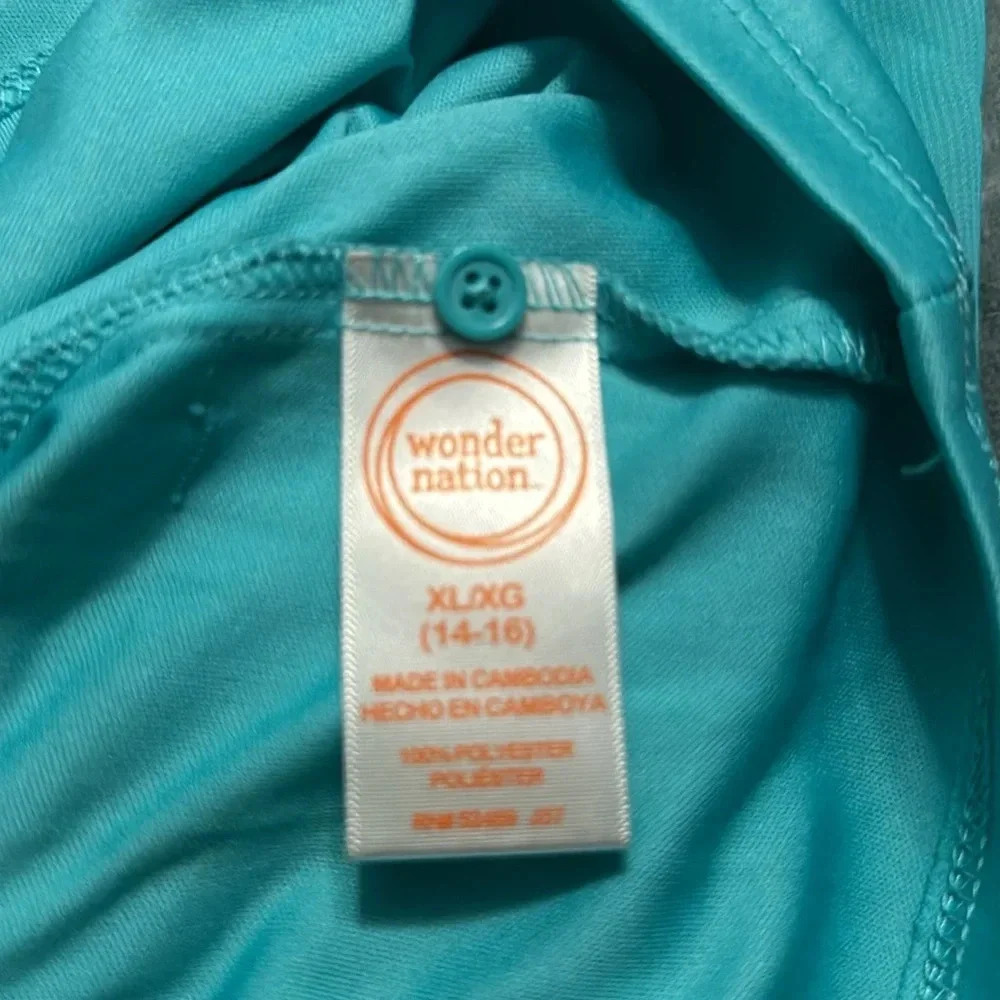 Wonder Nation Teal Cold Shoulder Dress - Girl’s XL (14-16) - Picture 4 of 4